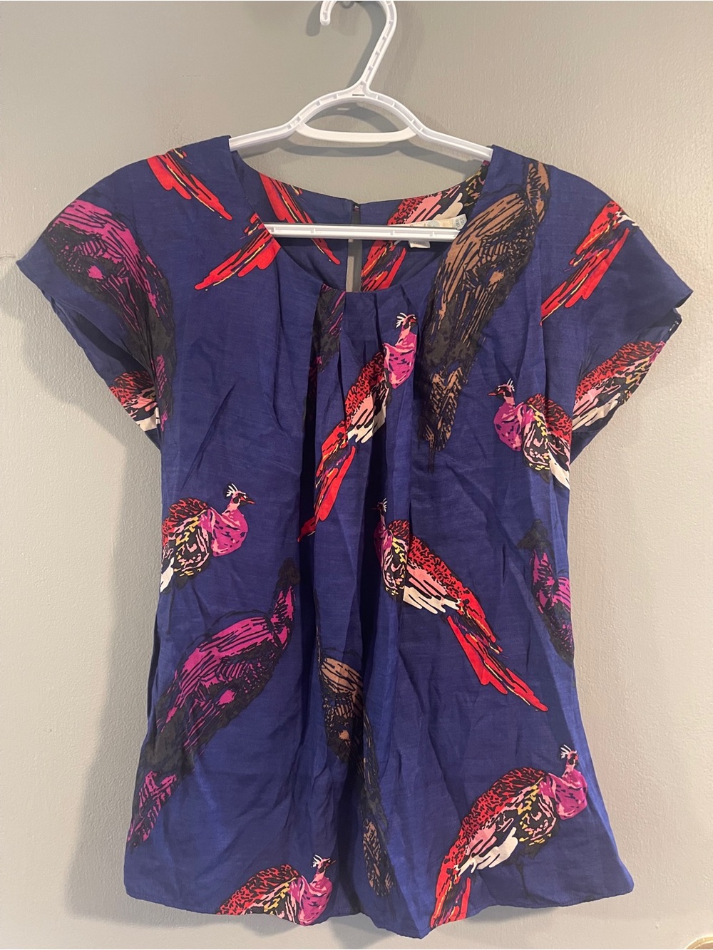 BODEN Purple Blue Peacock Blouse Size 4